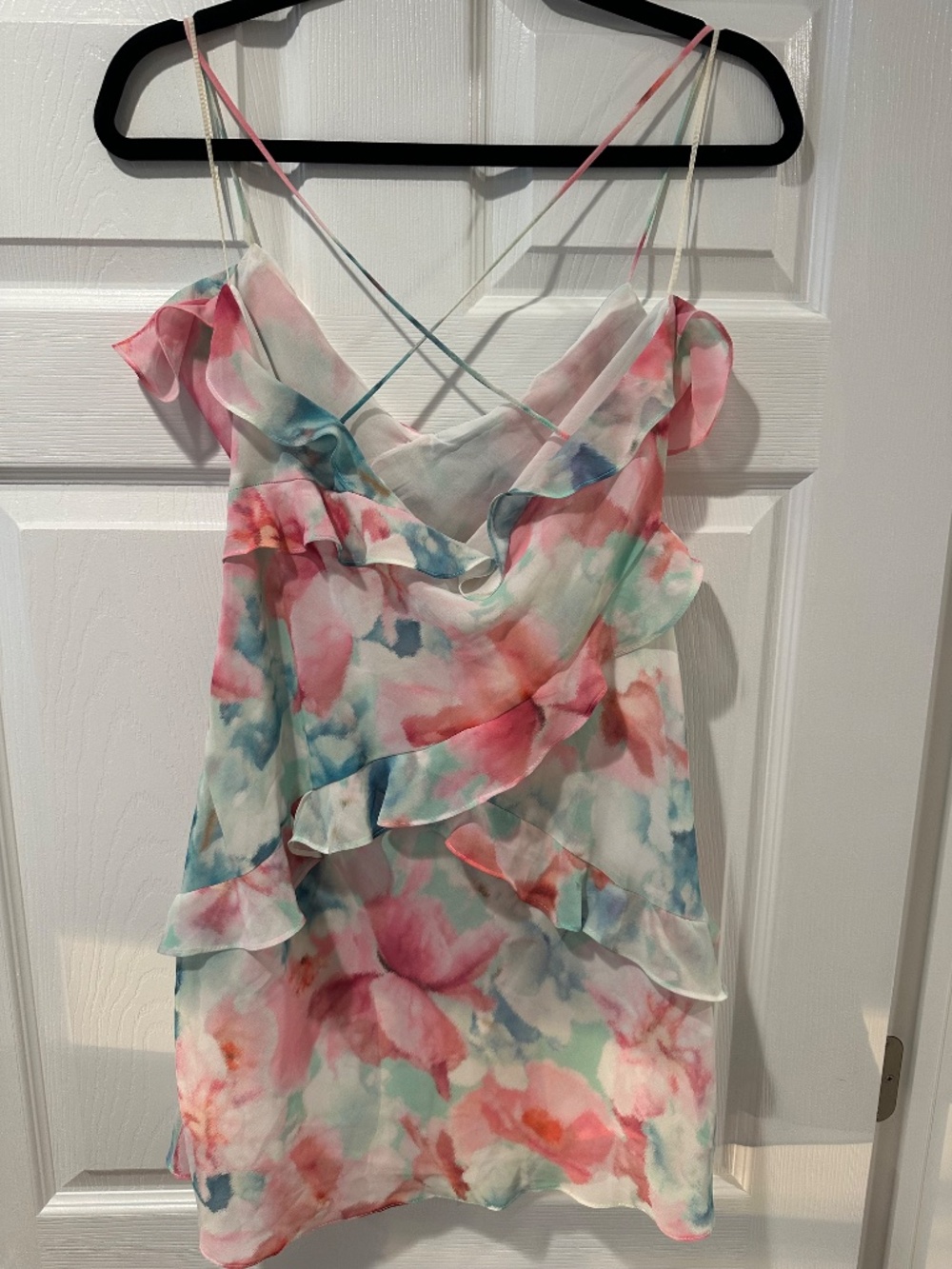 NEW WITH TAGS Zara Spring Pastel Colors Ruffled Mini Dress Size LARGE - Picture 5 of 9